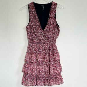 1. STATE Smocked Ruffle Floral Tiered Mini Dress